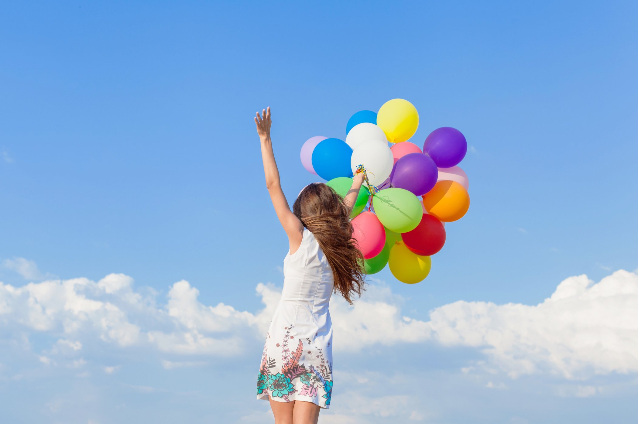 Happy Girl with Balloons 